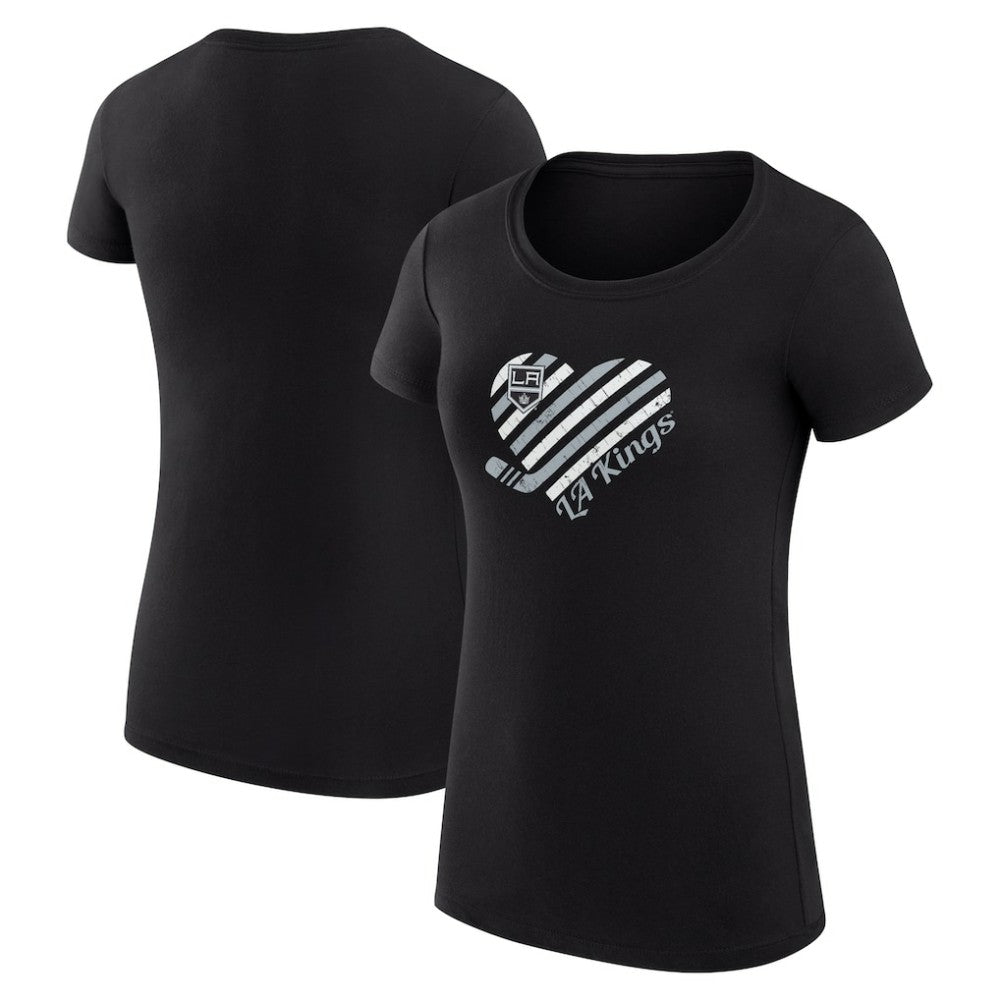 Los Angeles Kings G-III 4Her by Carl Banks Women's Super-Slim Fit Lightweight Heart T-Shirt - Black - NHL 200446462