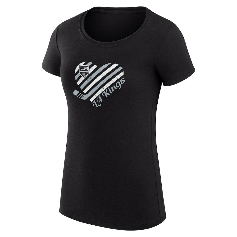 Los Angeles Kings G-III 4Her by Carl Banks Women's Super-Slim Fit Lightweight Heart T-Shirt - Black - NHL 200446462