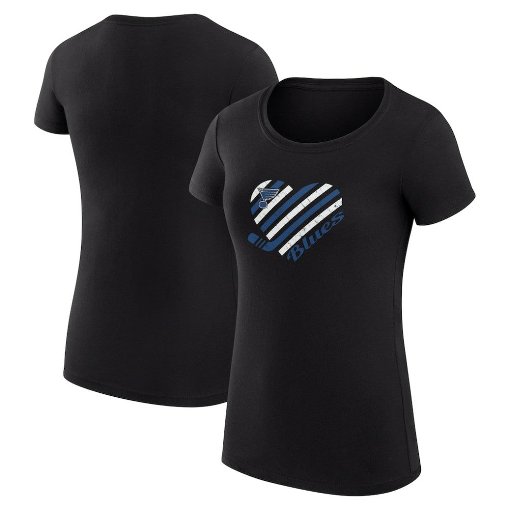 St. Louis Blues G-III 4Her by Carl Banks Women's Super-Slim Fit Lightweight Heart T-Shirt - Black - NHL 200446470