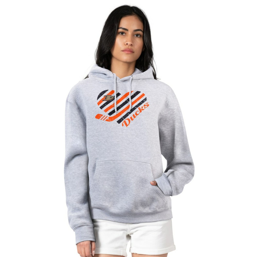 Anaheim Ducks G-III 4Her by Carl Banks Women's Heart Pullover Hoodie - Heather Gray - NHL 200446493
