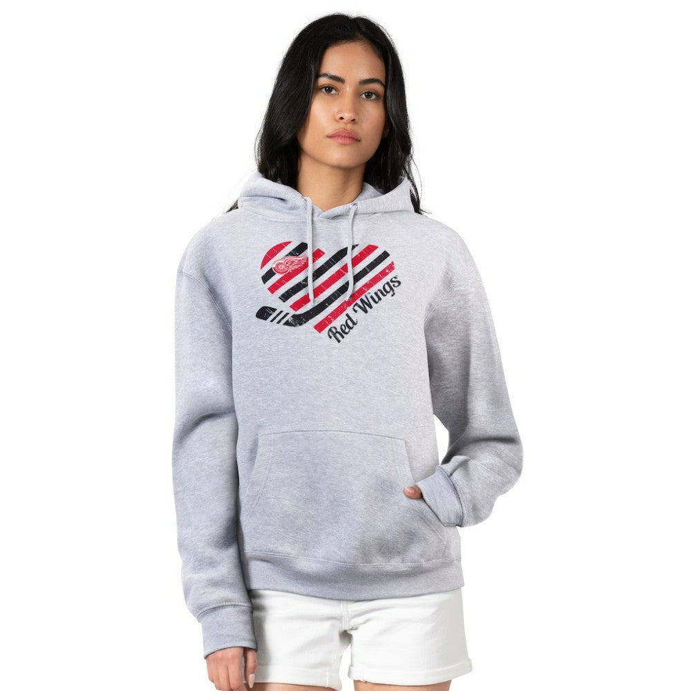 Detroit Red Wings G-III 4Her by Carl Banks Women's Heart Pullover Hoodie - Heather Gray - NHL 200446502