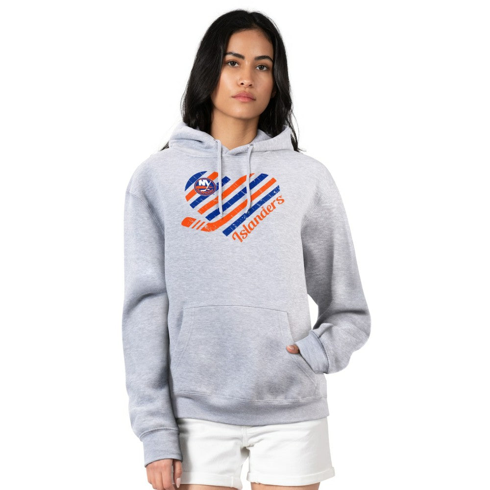 New York Islanders G-III 4Her by Carl Banks Women's Heart Pullover Hoodie - Heather Gray - NHL 200446510