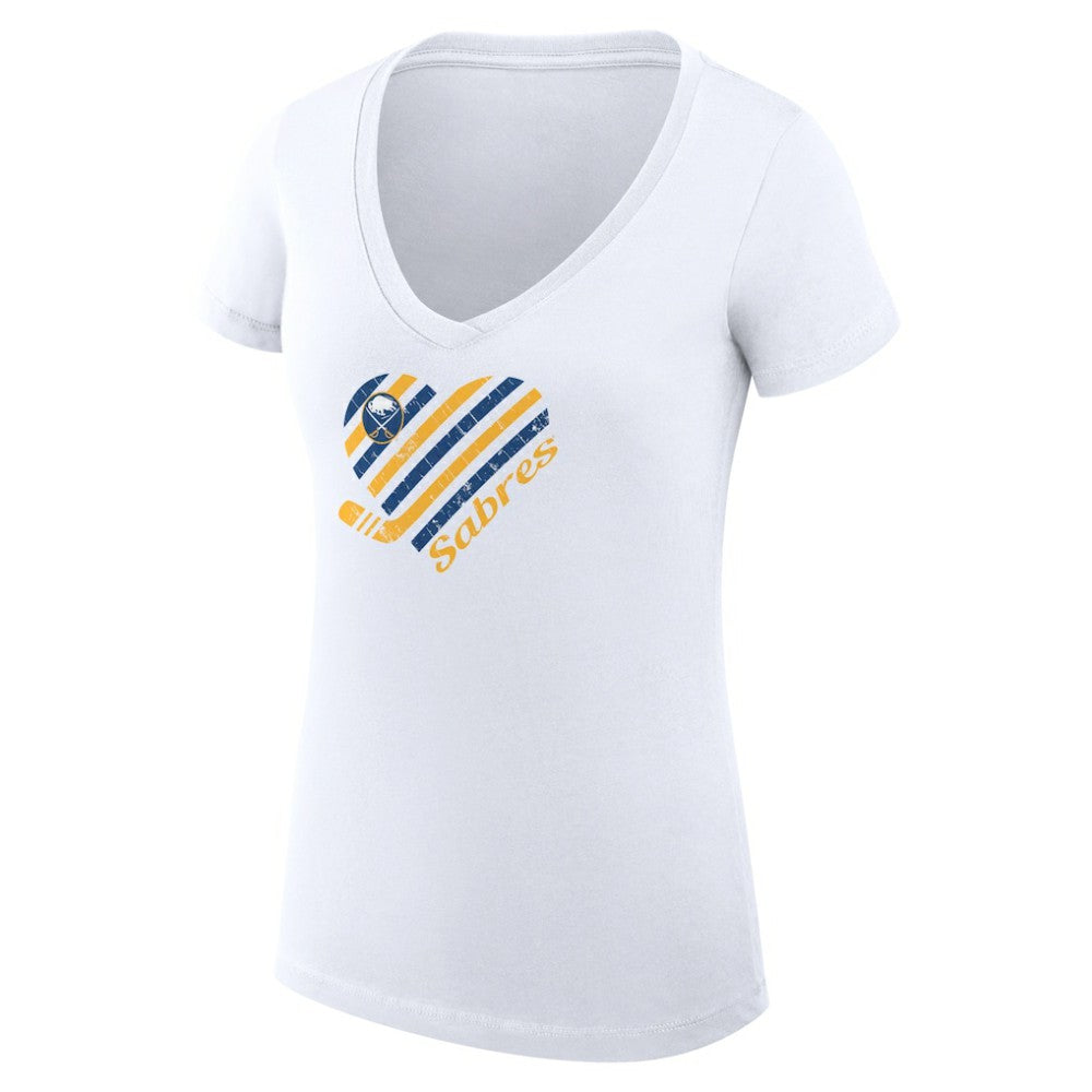 Buffalo Sabres G-III 4Her by Carl Banks Women's Super-Slim Fit Lightweight Heart V-Neck T-Shirt - White - NHL 200446559