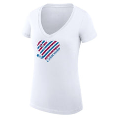 Colorado Avalanche G-III 4Her by Carl Banks Women's Super-Slim Fit Lightweight Heart V-Neck T-Shirt - White - NHL 200446563