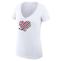 Detroit Red Wings G-III 4Her by Carl Banks Women's Super-Slim Fit Lightweight Heart V-Neck T-Shirt - White - NHL 200446566