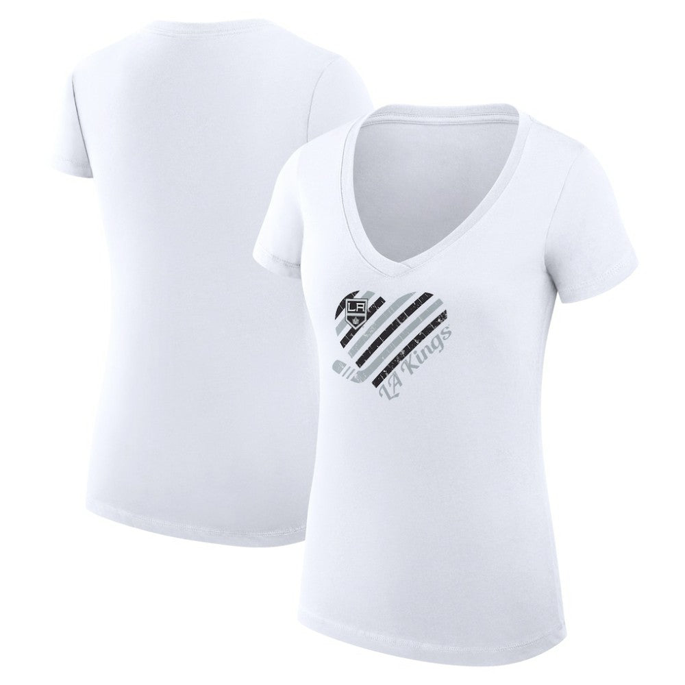 Los Angeles Kings G-III 4Her by Carl Banks Women's Super-Slim Fit Lightweight Heart V-Neck T-Shirt - White - NHL 200446569