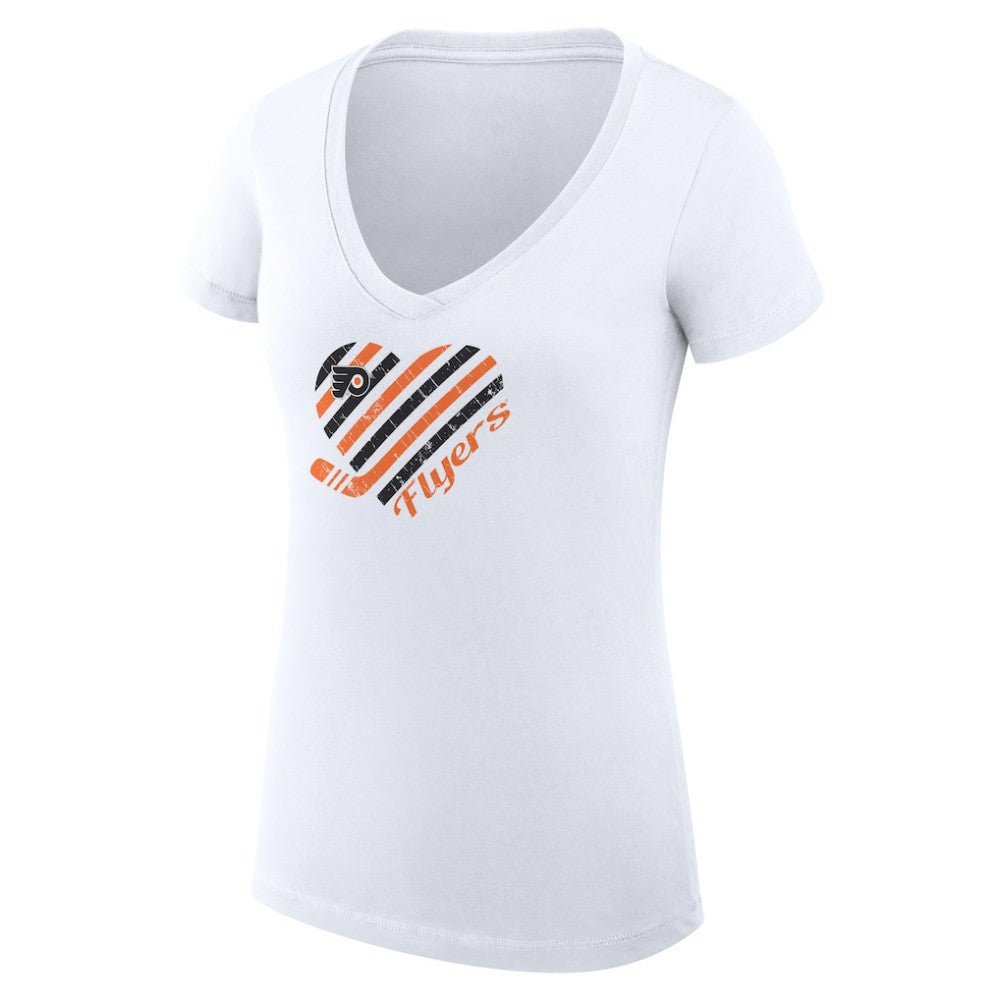 Philadelphia Flyers G-III 4Her by Carl Banks Women's Super-Slim Fit Lightweight Heart V-Neck T-Shirt - White - NHL 200446577
