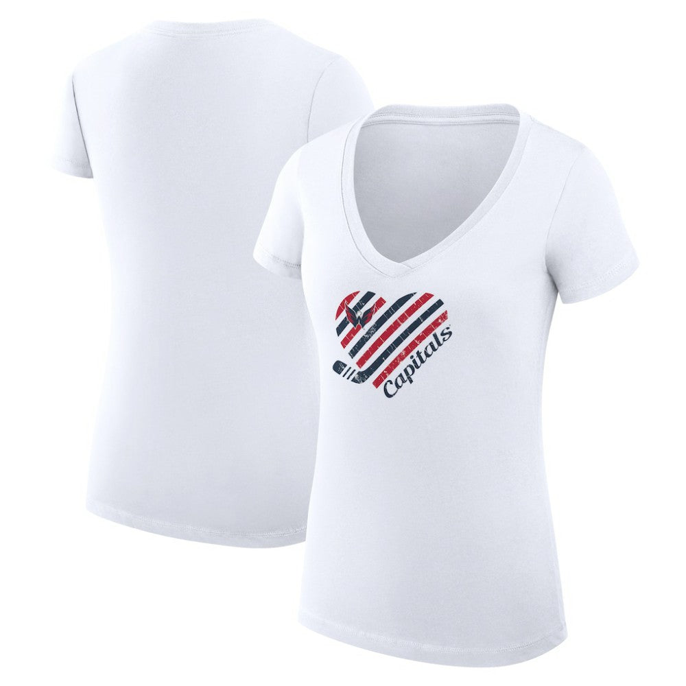Washington Capitals G-III 4Her by Carl Banks Women's Super-Slim Fit Lightweight Heart V-Neck T-Shirt - White - NHL 200446587