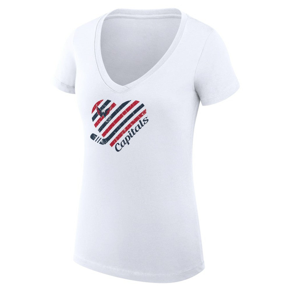 Washington Capitals G-III 4Her by Carl Banks Women's Super-Slim Fit Lightweight Heart V-Neck T-Shirt - White - NHL 200446587