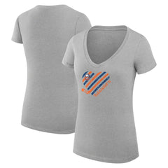 New York Islanders G-III 4Her by Carl Banks Women's Super-Slim Fit Lightweight Heart V-Neck T-Shirt - Heather Gray - NHL 200446606