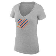New York Islanders G-III 4Her by Carl Banks Women's Super-Slim Fit Lightweight Heart V-Neck T-Shirt - Heather Gray - NHL 200446606