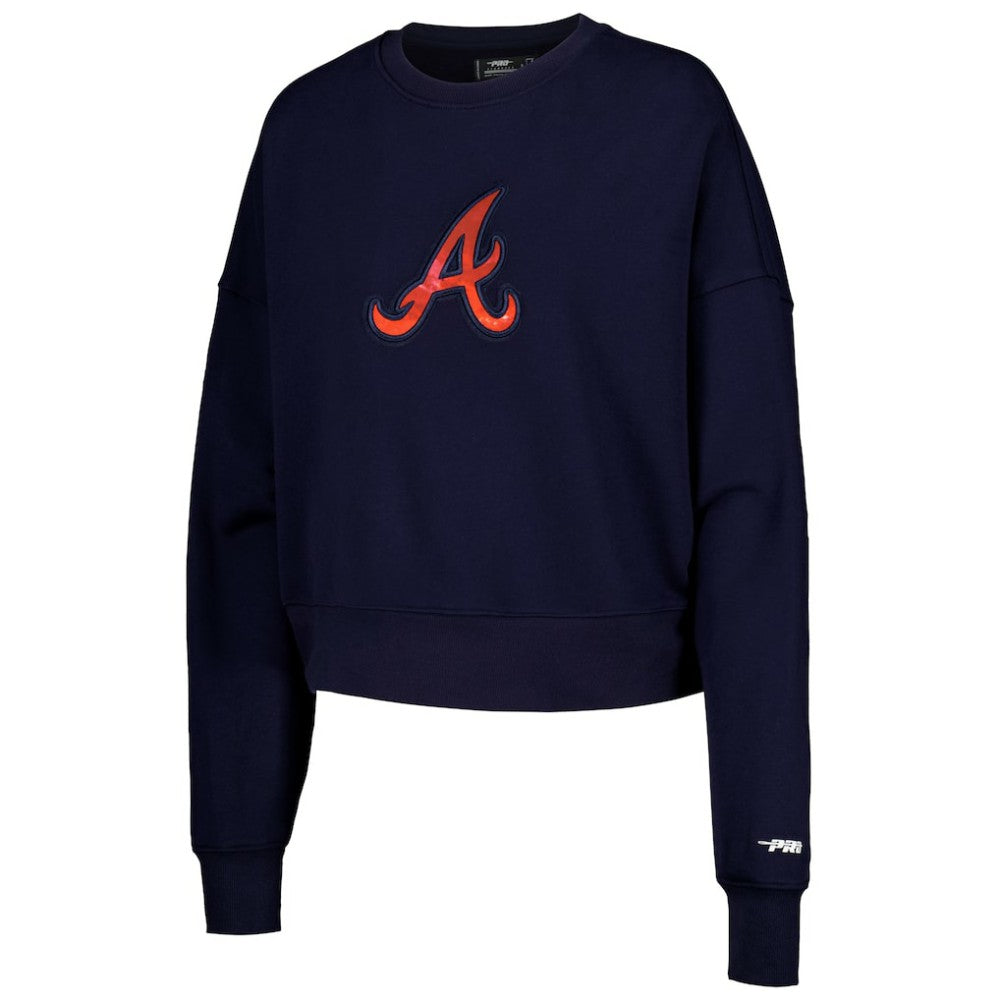 Atlanta Braves Pro Standard Women's Painted Sky Pullover Sweatshirt - Navy - MLB on Sale
