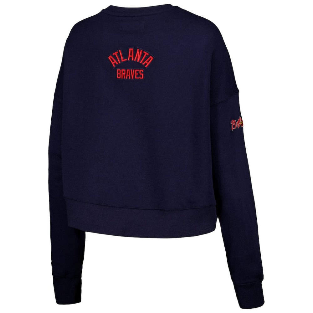 Atlanta Braves Pro Standard Women's Painted Sky Pullover Sweatshirt - Navy - MLB on Sale