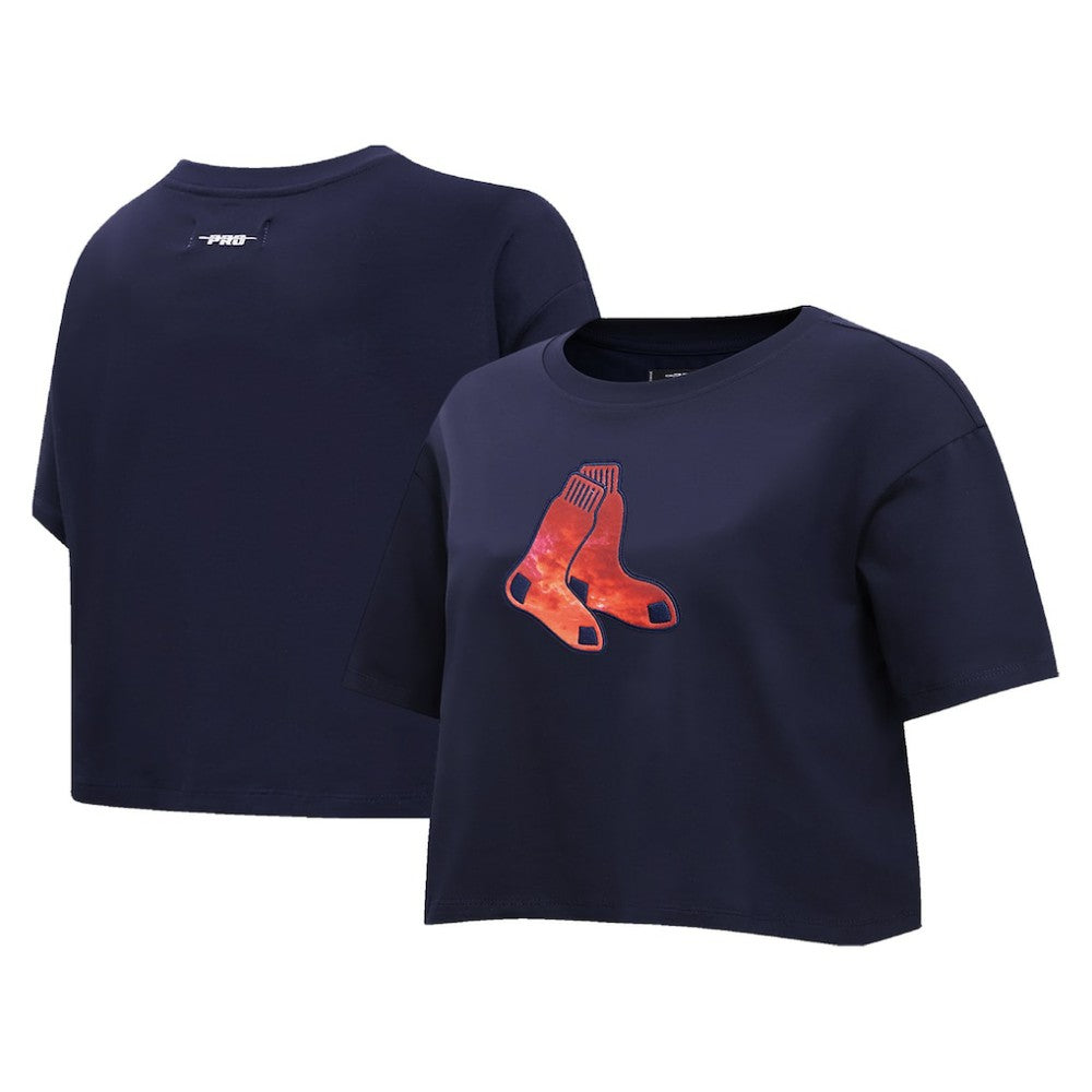 Boston Red Sox Pro Standard Women's Painted Sky Boxy Cropped T-Shirt - Navy - MLB Online