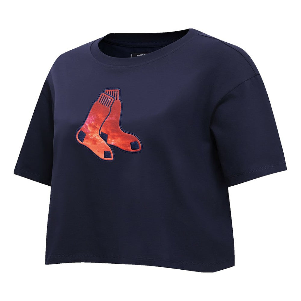 Boston Red Sox Pro Standard Women's Painted Sky Boxy Cropped T-Shirt - Navy - MLB Online