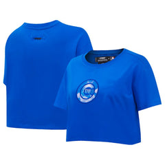 Chicago Cubs Pro Standard Women's Painted Sky Boxy Cropped T-Shirt - Royal - MLB on Sale