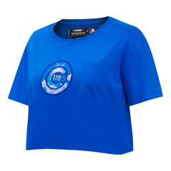 Chicago Cubs Pro Standard Women's Painted Sky Boxy Cropped T-Shirt - Royal - MLB on Sale