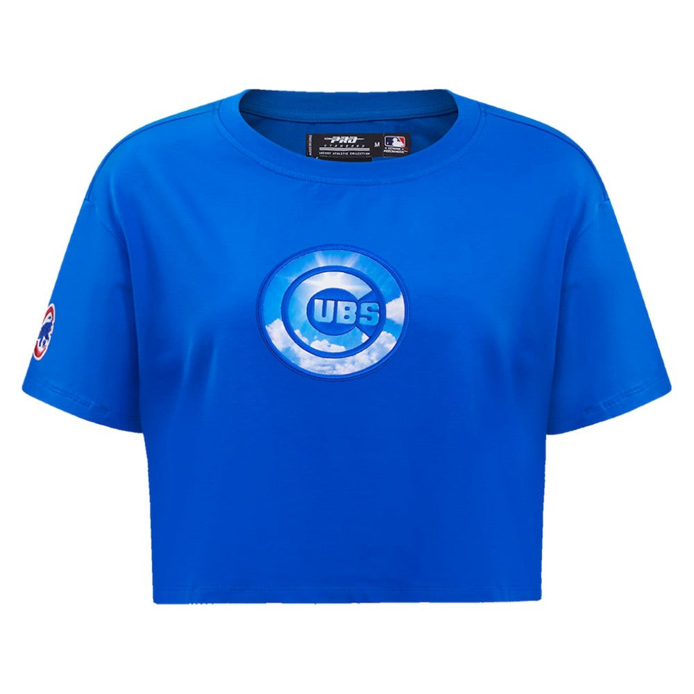 Chicago Cubs Pro Standard Women's Painted Sky Boxy Cropped T-Shirt - Royal - MLB on Sale