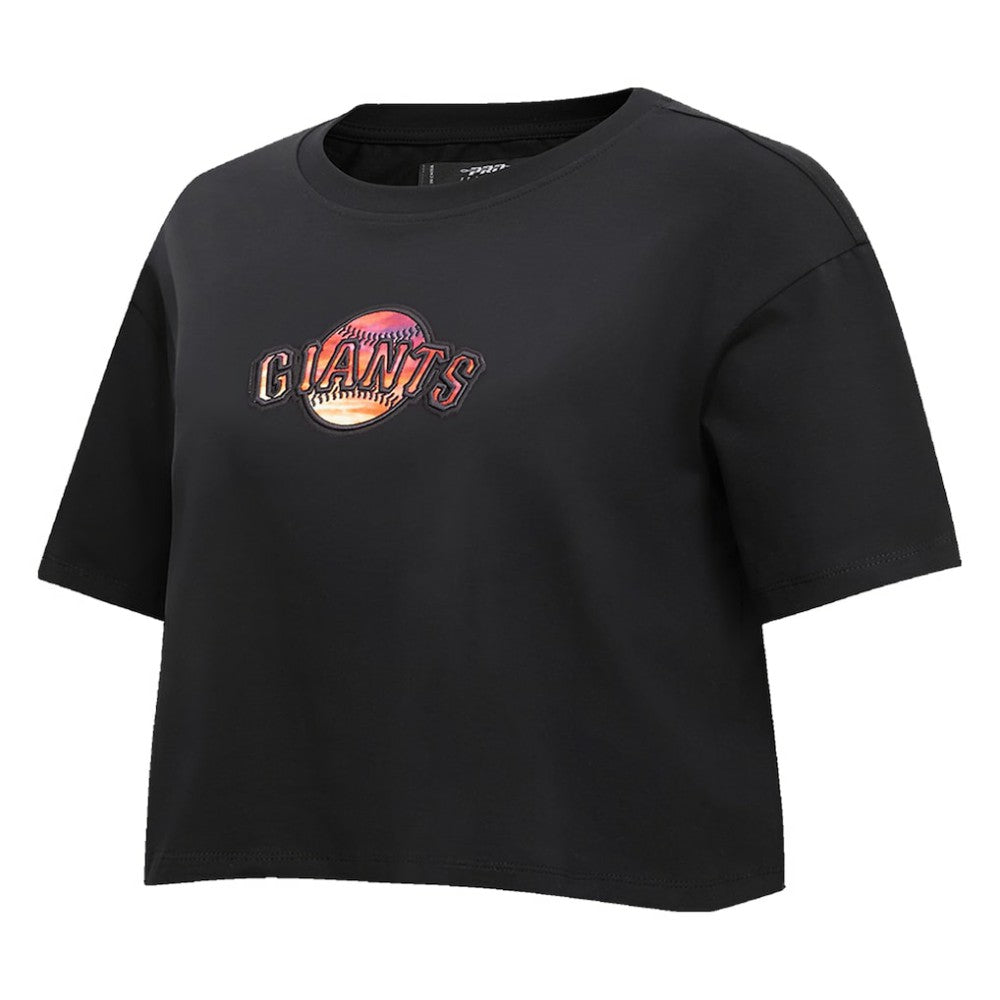 San Francisco Giants Pro Standard Women's Painted Sky Boxy Cropped T-Shirt - Black - MLB Sale