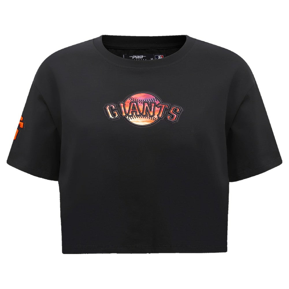 San Francisco Giants Pro Standard Women's Painted Sky Boxy Cropped T-Shirt - Black - MLB Sale