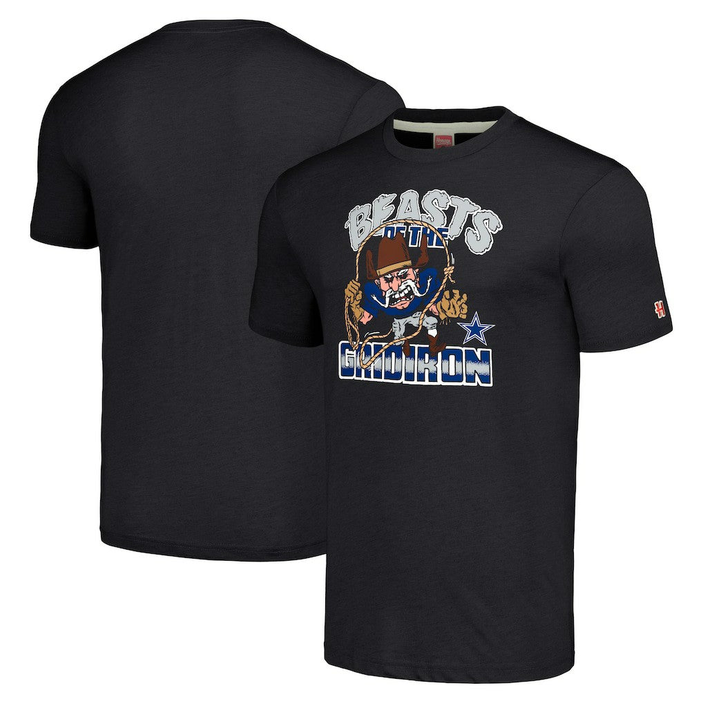Dallas Cowboys Homage Unisex Monsters of the Gridiron Halloween Tri-Blend T-Shirt Charcoal