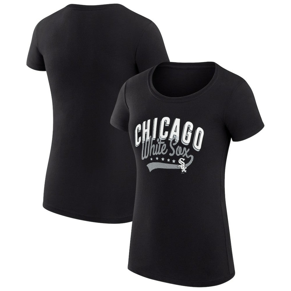 Chicago White Sox G-III 4Her by Carl Banks Women's Super-Slim Fit Lightweight Filigree Team T-Shirt - Black - MLB Sale