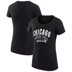 Chicago White Sox G-III 4Her by Carl Banks Women's Super-Slim Fit Lightweight Filigree Team T-Shirt - Black - MLB Sale