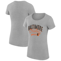 Baltimore Orioles G-III 4Her by Carl Banks Women's Super-Slim Fit Lightweight Filigree Team T-Shirt - Heather Gray - MLB Discount