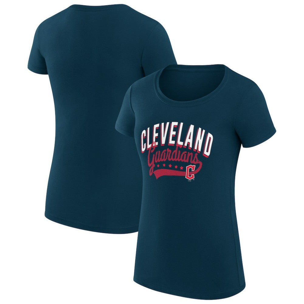 Cleveland Guardians G-III 4Her by Carl Banks Women's Super-Slim Fit Lightweight Filigree Team T-Shirt - Navy - MLB Sale