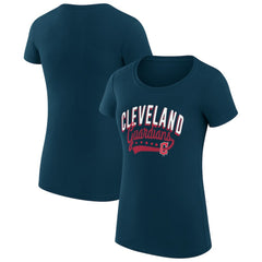 Cleveland Guardians G-III 4Her by Carl Banks Women's Super-Slim Fit Lightweight Filigree Team T-Shirt - Navy - MLB Sale