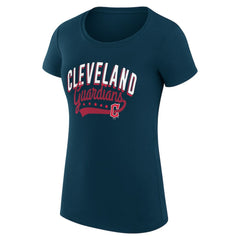 Cleveland Guardians G-III 4Her by Carl Banks Women's Super-Slim Fit Lightweight Filigree Team T-Shirt - Navy - MLB Sale