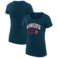 Minnesota Twins G-III 4Her by Carl Banks Women's Super-Slim Fit Lightweight Filigree Team T-Shirt - Navy - MLB Discount