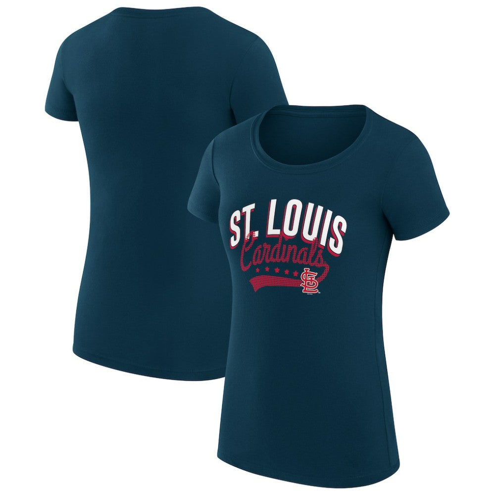 St. Louis Cardinals G-III 4Her by Carl Banks Women's Super-Slim Fit Lightweight Filigree Team T-Shirt - Navy - MLB Lifestyle