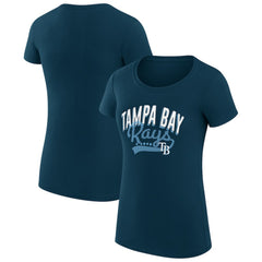 Tampa Bay Rays G-III 4Her by Carl Banks Women's Super-Slim Fit Lightweight Filigree Team T-Shirt - Navy - MLB Sale