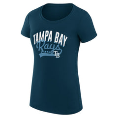 Tampa Bay Rays G-III 4Her by Carl Banks Women's Super-Slim Fit Lightweight Filigree Team T-Shirt - Navy - MLB Sale