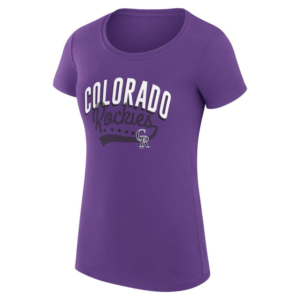 Colorado Rockies G-III 4Her by Carl Banks Women's Super-Slim Fit Lightweight Filigree Team T-Shirt - Purple - MLB on Sale