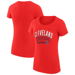 Cleveland Guardians G-III 4Her by Carl Banks Women's Super-Slim Fit Lightweight Filigree Team T-Shirt - Red - MLB Sale
