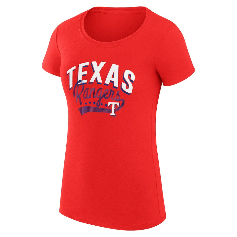 Texas Rangers G-III 4Her by Carl Banks Women's Super-Slim Fit Lightweight Filigree Team T-Shirt - Red - MLB Discount