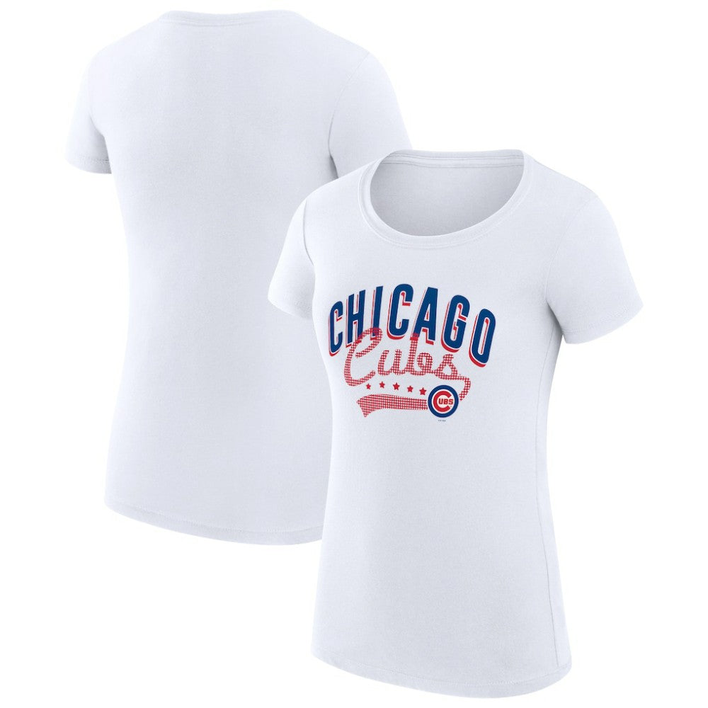 Chicago Cubs G-III 4Her by Carl Banks Women's Super-Slim Fit Lightweight Filigree Team T-Shirt - White - MLB Online
