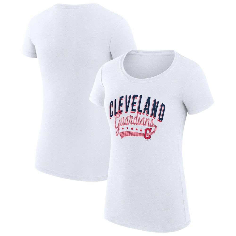 Cleveland Guardians G-III 4Her by Carl Banks Women's Super-Slim Fit Lightweight Filigree Team T-Shirt - White - MLB Discount