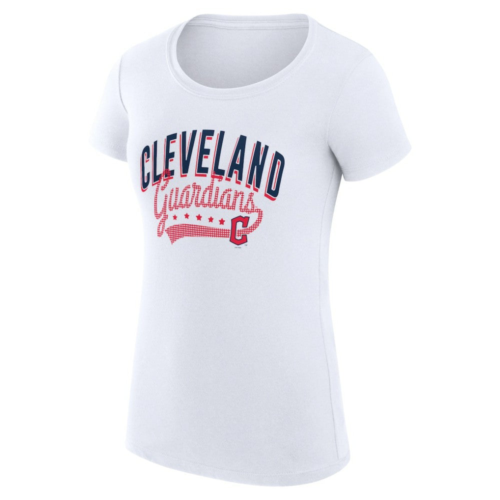 Cleveland Guardians G-III 4Her by Carl Banks Women's Super-Slim Fit Lightweight Filigree Team T-Shirt - White - MLB Discount