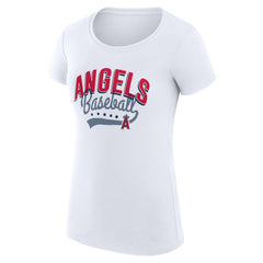 Los Angeles Angels G-III 4Her by Carl Banks Women's Super-Slim Fit Lightweight Filigree Team T-Shirt - White - MLB Lifestyle