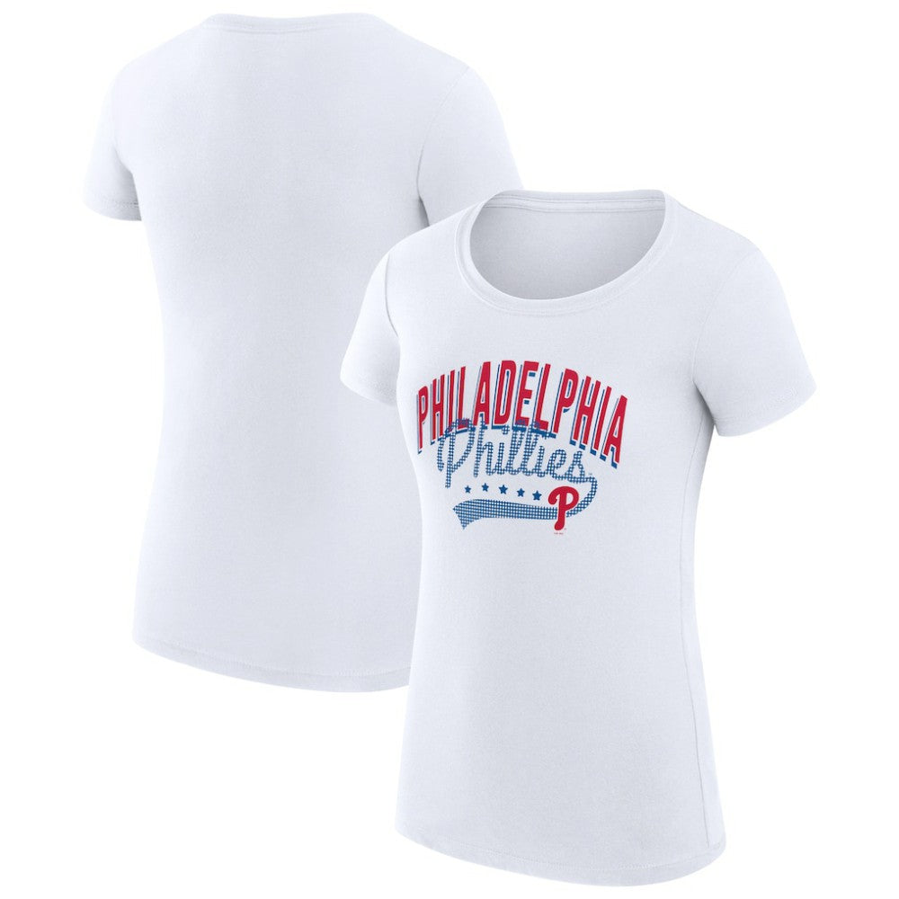 Philadelphia Phillies G-III 4Her by Carl Banks Women's Super-Slim Fit Lightweight Filigree Team T-Shirt - White - MLB Discount