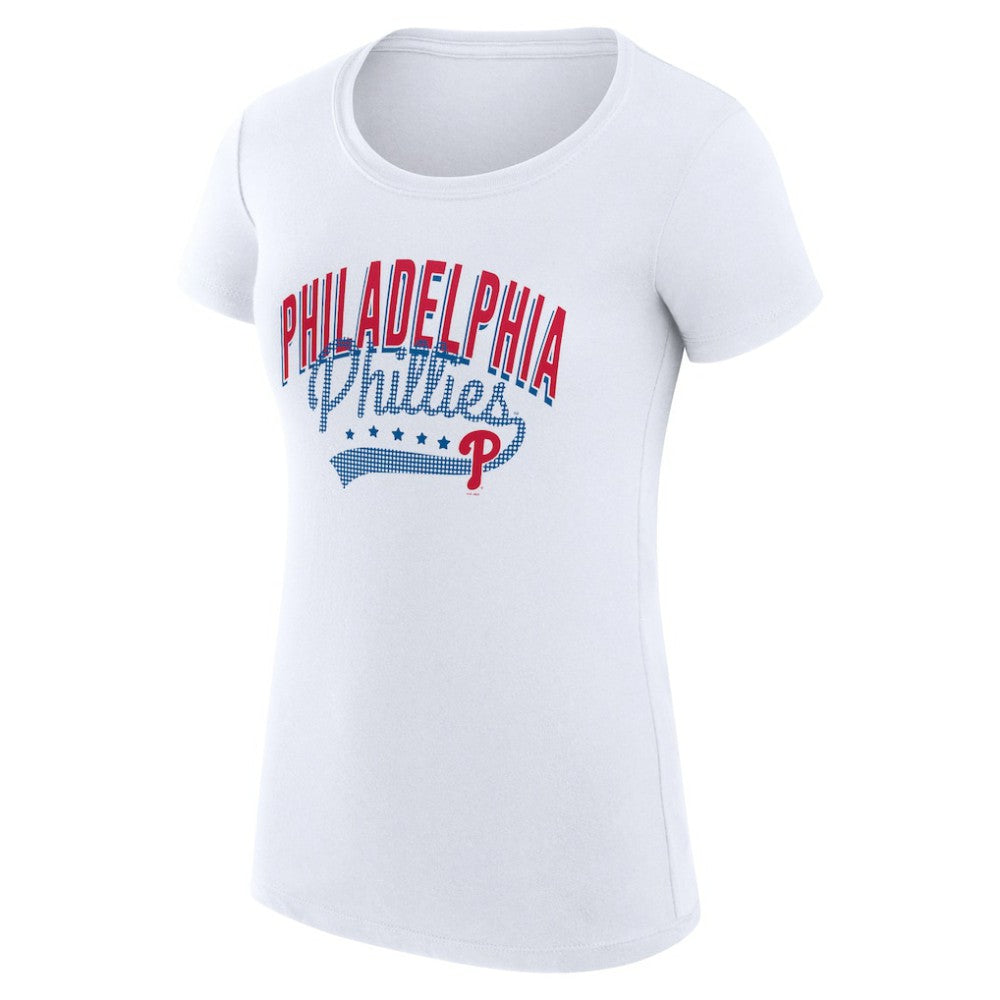 Philadelphia Phillies G-III 4Her by Carl Banks Women's Super-Slim Fit Lightweight Filigree Team T-Shirt - White - MLB Discount