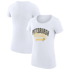 Pittsburgh Pirates G-III 4Her by Carl Banks Women's Super-Slim Fit Lightweight Filigree Team T-Shirt - White - MLB Online