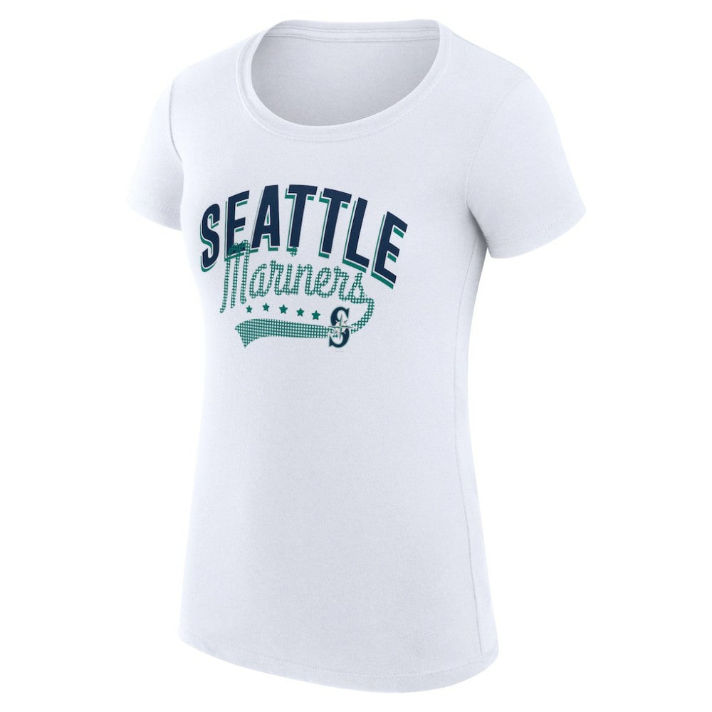 Seattle Mariners G-III 4Her by Carl Banks Women's Super-Slim Fit Lightweight Filigree Team T-Shirt - White - MLB Online