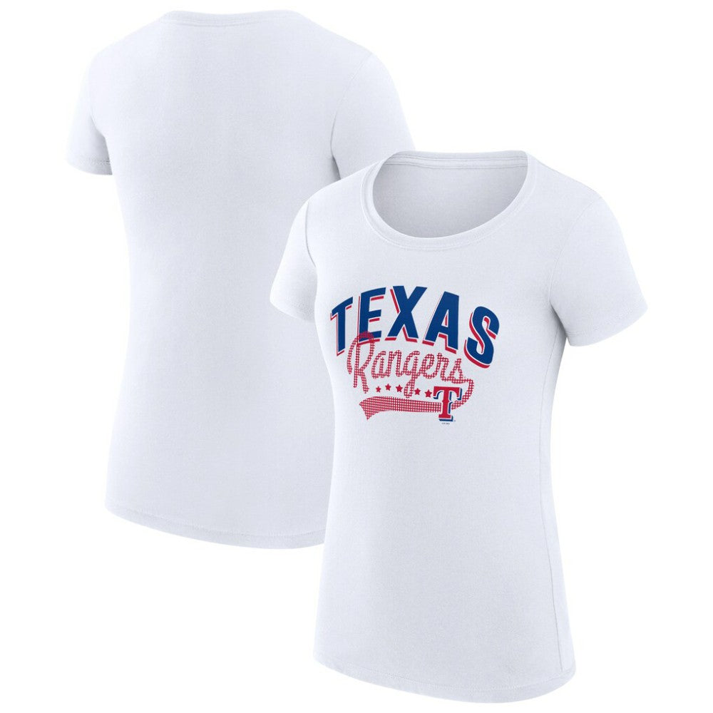 Texas Rangers G-III 4Her by Carl Banks Women's Super-Slim Fit Lightweight Filigree Team T-Shirt - White - MLB on Sale