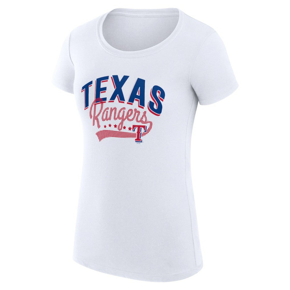 Texas Rangers G-III 4Her by Carl Banks Women's Super-Slim Fit Lightweight Filigree Team T-Shirt - White - MLB on Sale