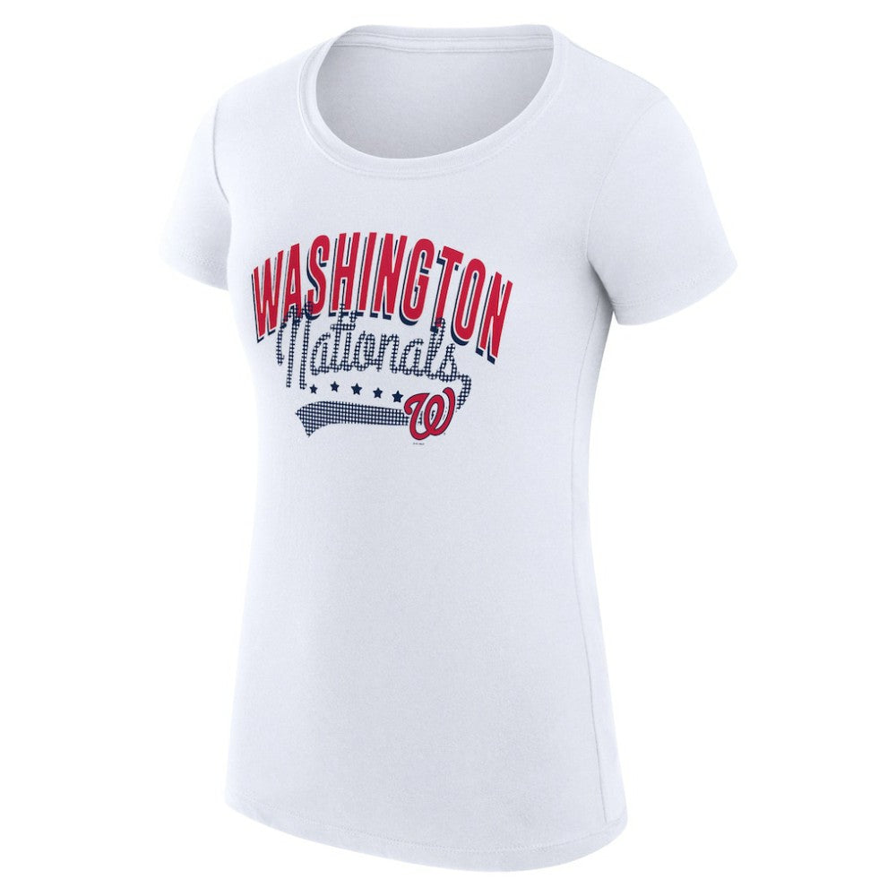 Washington Nationals G-III 4Her by Carl Banks Women's Super-Slim Fit Lightweight Filigree Team T-Shirt - White - MLB Online