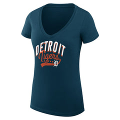 Detroit Tigers G-III 4Her by Carl Banks Women's Super-Slim Fit Lightweight Filigree Team V-Neck T-Shirt - Navy - MLB Online